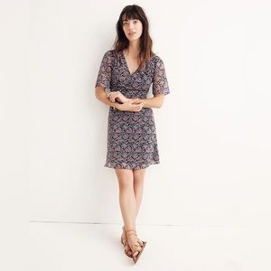 Madewell Orchard Flutter-Sleeve Dress in Fan Floral Mix — Women’s Size 6
